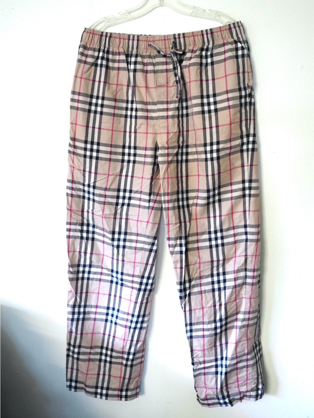 Burberry London Nova Check Pajama Pants Mens Large Tan Plaid Lounge Bottoms